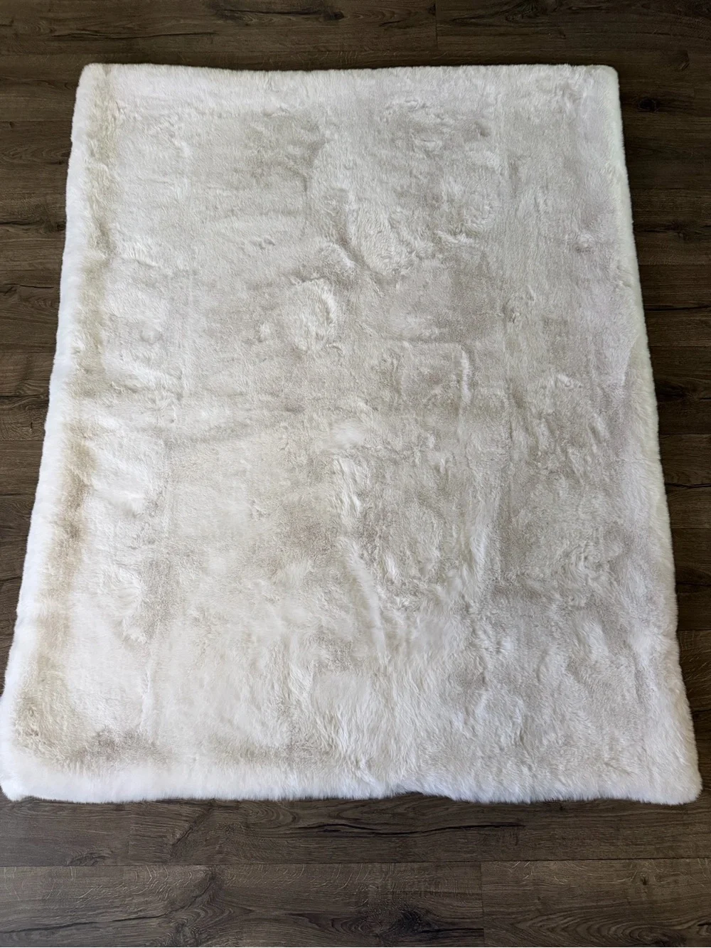West Elm Chinchilla Faux Fur Throw Stone White 47